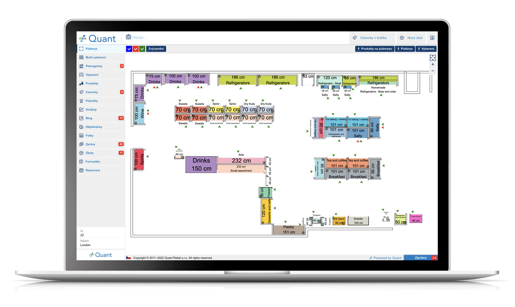 Půdorys pobočky na webu Quantu