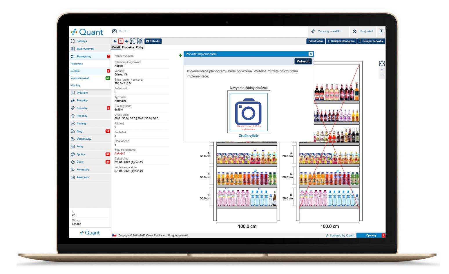 Planogram na webu Quantu