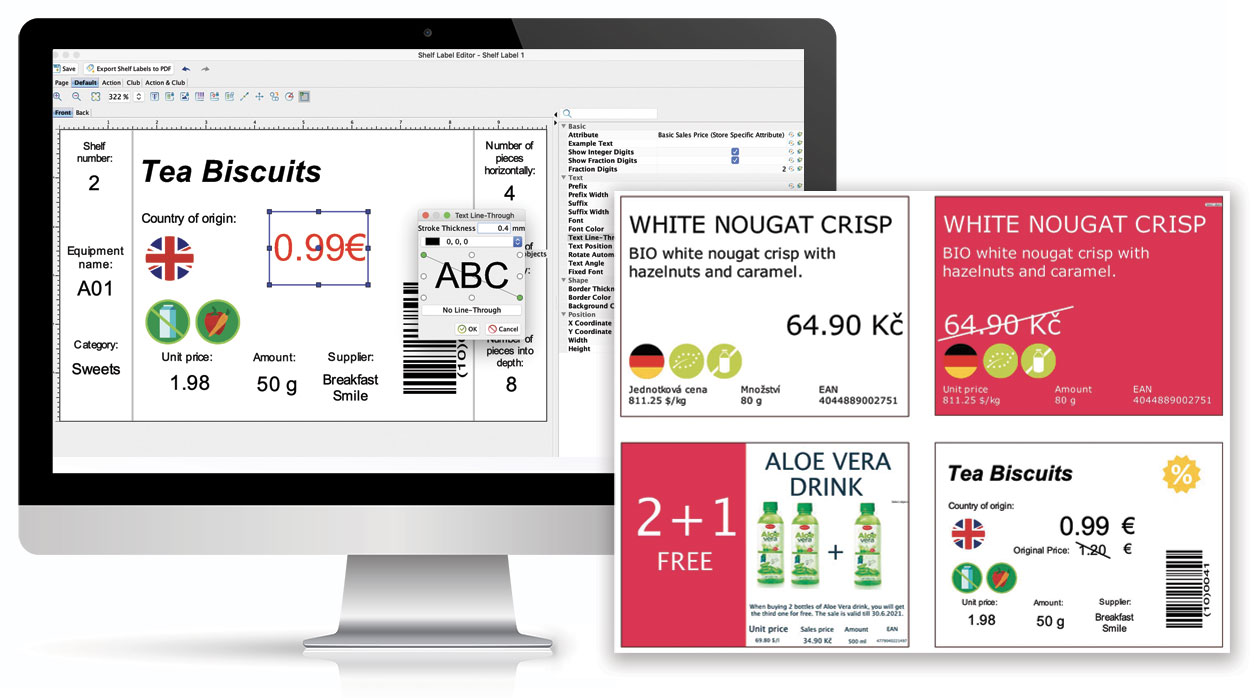 Grafischer Editor für Regaletiketten