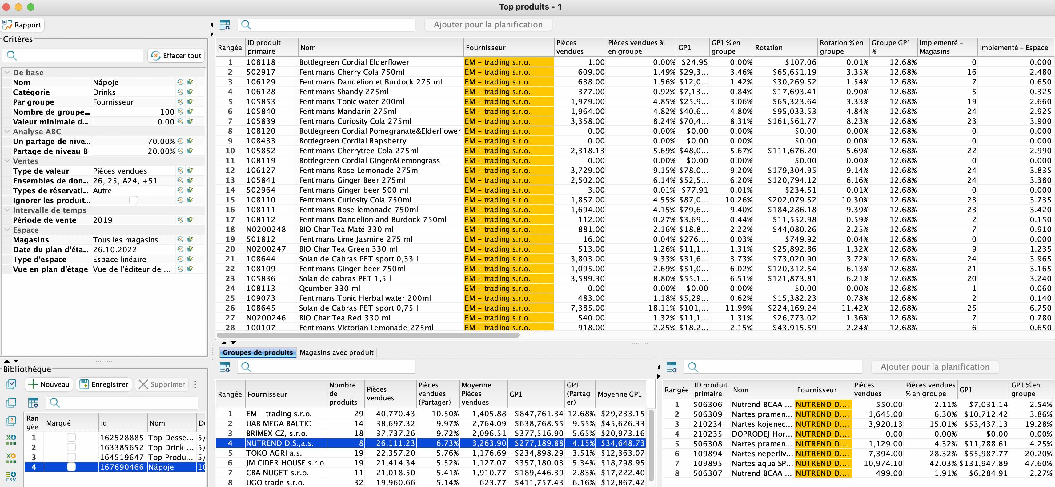 Création des planogrammes