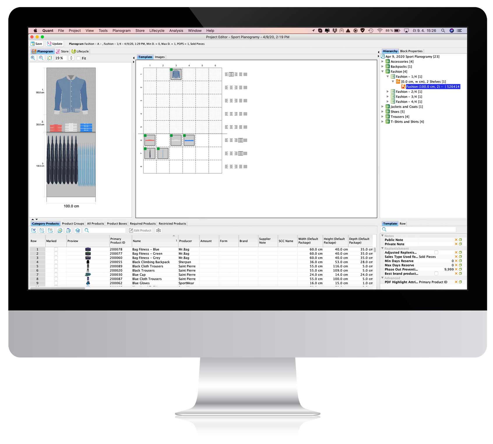 Creating a fashion planogram