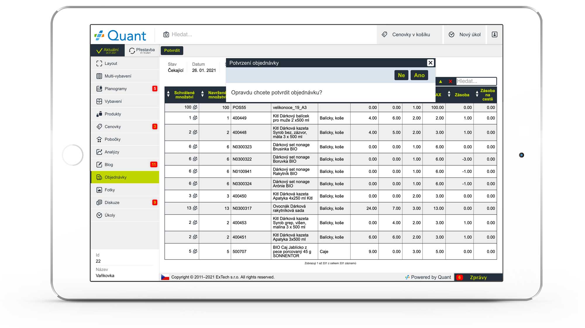 Automatické objednávky na webu.